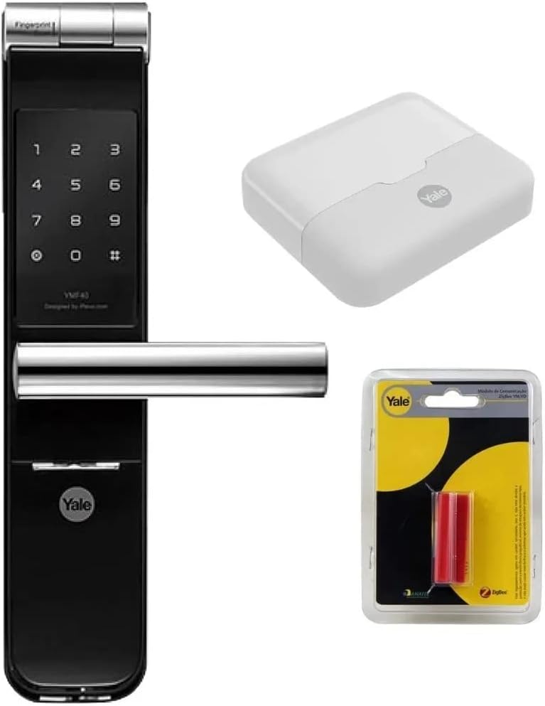 Yale YMF 40A fechadura digital premium com biometria e hub Yale Connect — melhor fechadura inteligente Yale