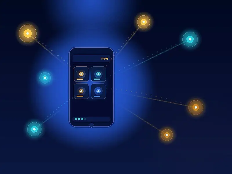 Aplicativo Tuya Smart na tela de smartphone controlando dispositivos inteligentes